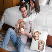 Twee Cute Romantische Bloemige Egel Stel Worp Kuss Kussen