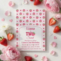 Twee Cute Roze Aardbei Meisje 2e Verjaardag 