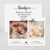 Twee Cute Twins foto Geboortedatum bekendmaking Briefkaart (Voorkant / Achterkant)