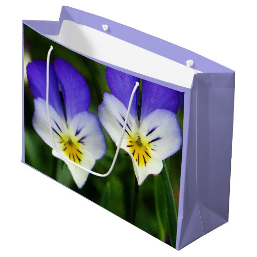 Twee Cute Viola Flowers Gift Bag Groot Cadeauzakje (Voorkant Gekanteld)
