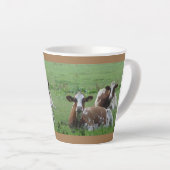 Twee Cute White-Brown Koeien Cust. Brown Latte Mok (Rechterhoek)