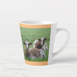 Twee Cute White-Brown Koeien Cust. Oranje latte Mo Mok