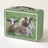 Twee Cute White-Brown Koeien Lunchbox (Voorkant)
