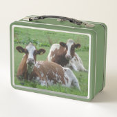 Twee Cute White-Brown Koeien Lunchbox (Achterkant)