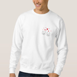 Twee Cute White Cats met Red Hearts. Trui