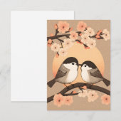 Twee Cute Young Chickadee Bird Kissing Kaart (Voorkant / Achterkant)
