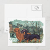 Twee Dachshonden in de Stad Briefkaart (Voorkant / Achterkant)