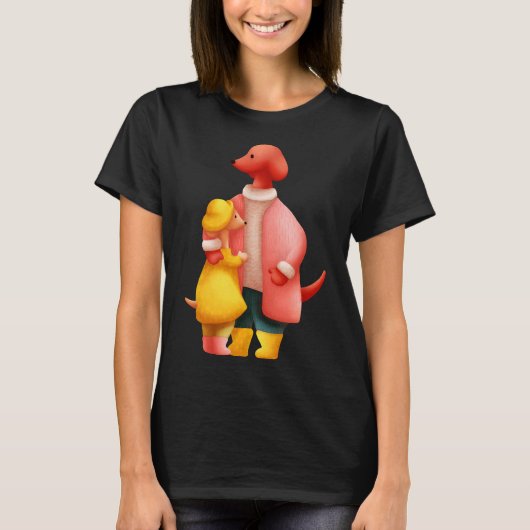Twee Dachshunds Hugging T-shirt (Voorkant)