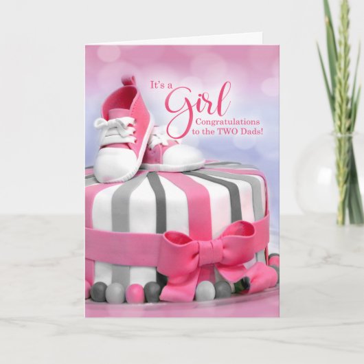 TWEE Dads Nieuwe baby Gefeliciteerd Roze Kaart (Voorkant)