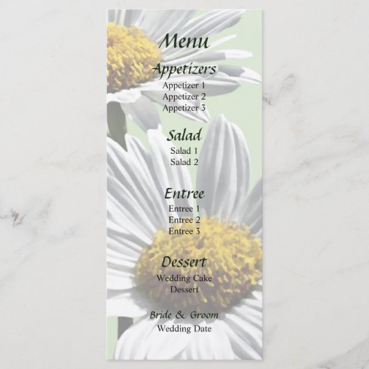 Twee dagen in het Sunshine Wedding Menu (Voorkant)