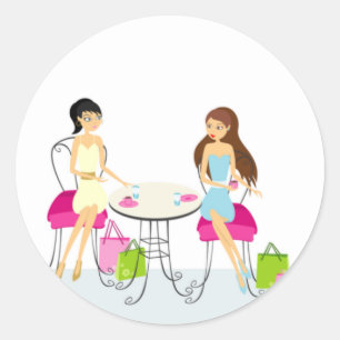 Twee dames bij de Cafe Stickers