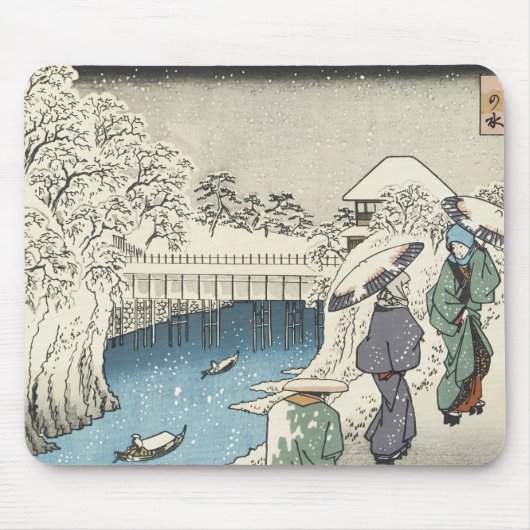 Twee dames converseren, Hiroshige, 1853 Mousepad Muismat (Voorkant)