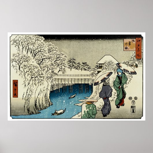 Twee dames die in de sneeuw samenkomen poster (Voorkant)