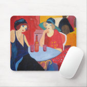 Twee dames in een café muismat (Met muis)