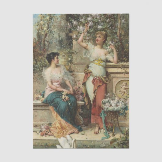 Twee dames in een park van Hans Zatzka Tissuepapier (Voorkant)