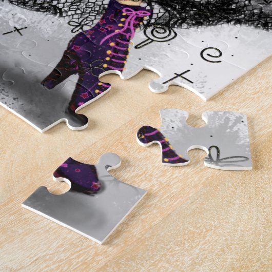 Twee dames in het zwart en wit, moderne jurken legpuzzel (Zijkant)