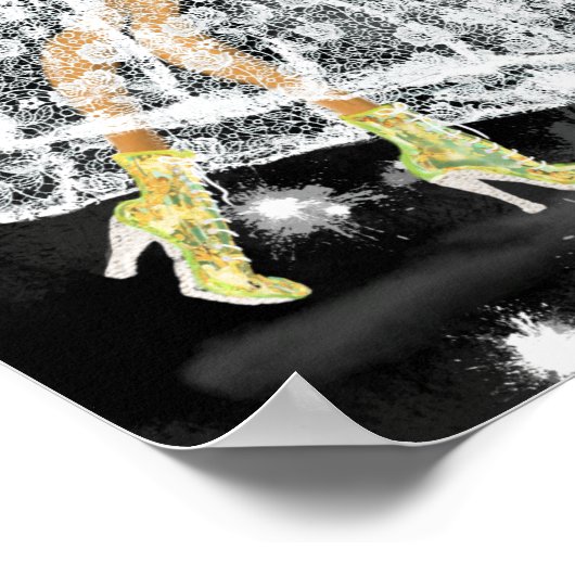 Twee dames in het zwart en wit, moderne jurken poster (Hoek)