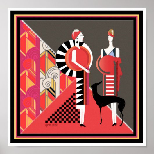 Twee dames met een Poster van de Kunst van de Dog  (Voorkant)