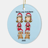 Twee dames met twee kerstversiering voor honden keramisch ornament (Links)