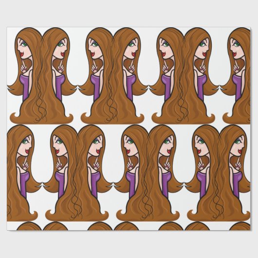 Twee dameszodiacs-pakpapier cadeaupapier (Vlak)