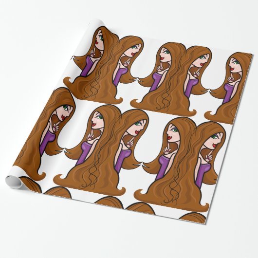 Twee dameszodiacs-pakpapier cadeaupapier (Uitgerold)