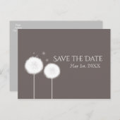 Twee Dandelions Taupe Rustic Land sparen de Datum Aankondigingskaart (Voorkant / Achterkant)