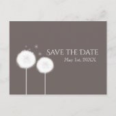 Twee Dandelions Taupe Rustic Land sparen de Datum Aankondigingskaart (Voorkant)