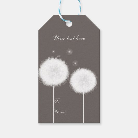 Twee Dandelions Taupe Rustic-landen Cadeaulabel (Voorkant)