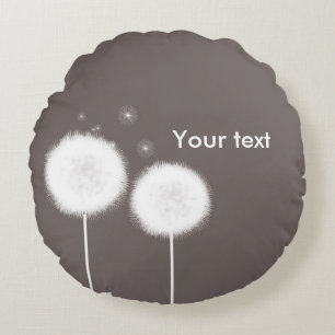 Twee Dandelions Taupe Rustic-landen Rond Kussen