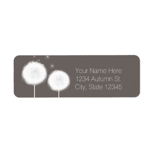 Twee Dandelions Taupe Rustic Wedding Etiket (Voorkant)