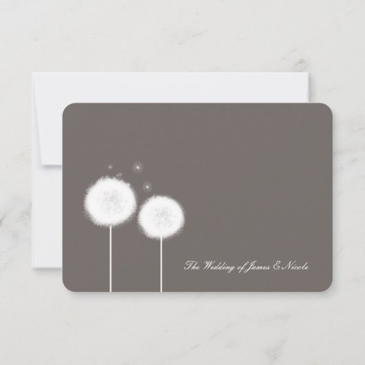 Twee Dandelions Taupe Rustic Wedding RSVP (Achterkant)