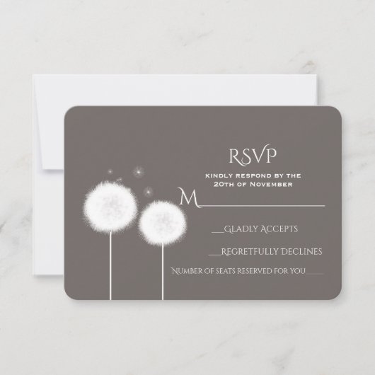 Twee Dandelions Taupe Rustic Wedding RSVP (Voorkant)