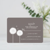 Twee Dandelions Taupe Rustic Wedding RSVP Kaartje (Staand voorkant)