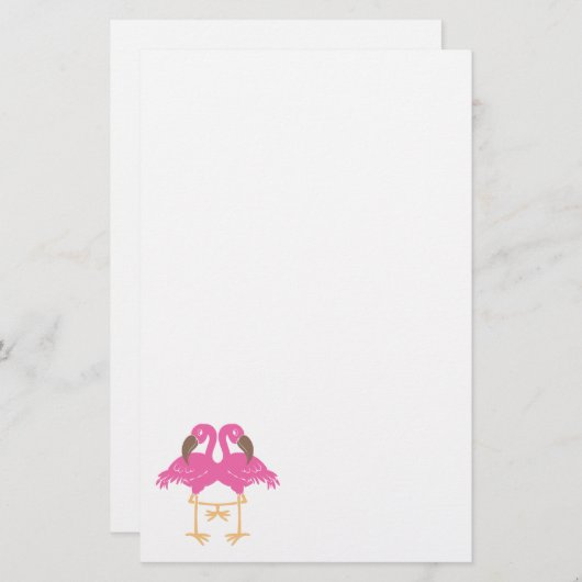 Twee dansende flamingos briefpapier (Voorkant / Achterkant)