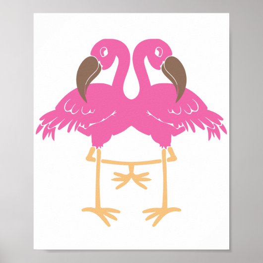 Twee dansende flamingos poster (Voorkant)