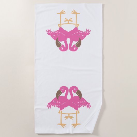 Twee dansende flamingos strandlaken (Voorkant)