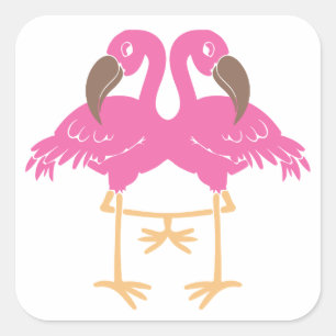 Twee dansende flamingos vierkante sticker