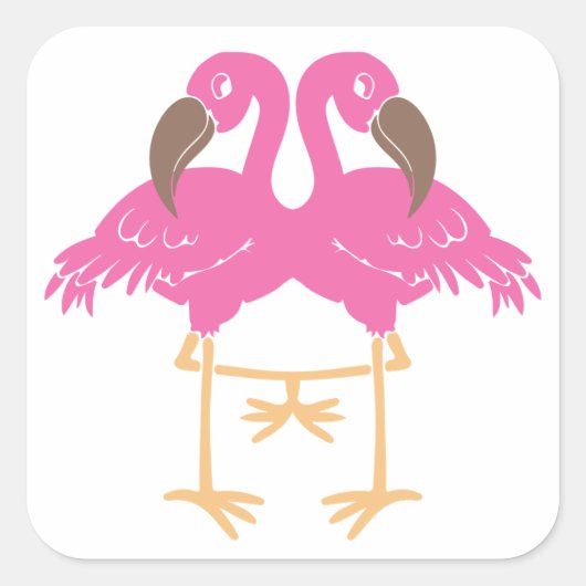 Twee dansende flamingos vierkante sticker (Voorkant)