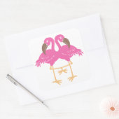 Twee dansende flamingos vierkante sticker (Envelop)