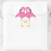 Twee dansende flamingos vierkante sticker (Tas)