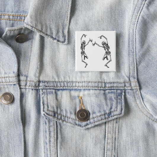 Twee dansende skeletten Halloween Button (In situ)