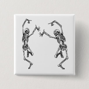 Twee dansende skeletten Halloween Button