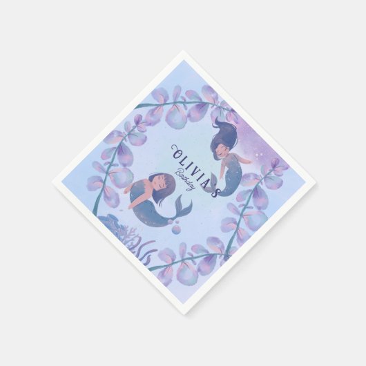 Twee dansende zeemeermin servet (Hoek)