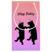 Twee Dansende Zwarte Beren Party Petten Verjaardag Klein Cadeauzakje (Achterkant)