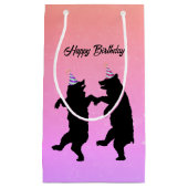 Twee Dansende Zwarte Beren Party Petten Verjaardag Klein Cadeauzakje (Voorkant)