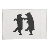 Twee Dansende Zwarte Silhouette Beren op Wit Kussensloop (Voorkant-Rechts)