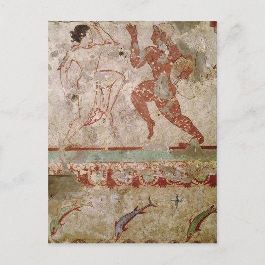 Twee dansers en dolfijnen briefkaart (Voorkant)