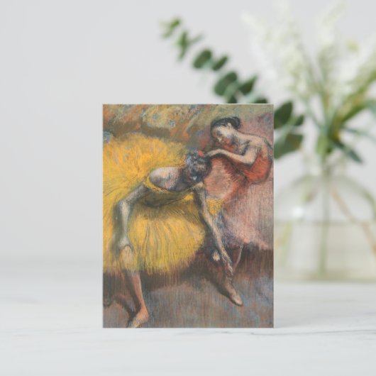 Twee dansers, geel en roze | Edgar Degas Briefkaart (Staand voorkant)