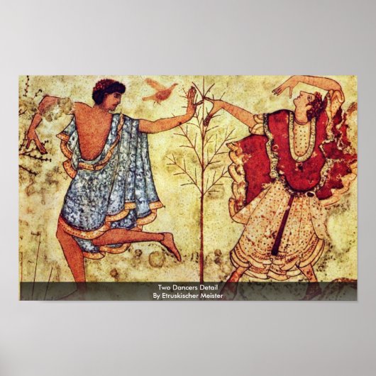 Twee dansers in Detail van Etruskischer Meister Poster (Voorkant)