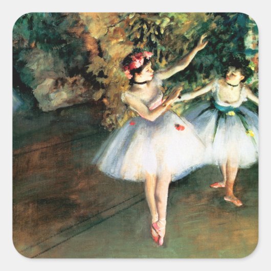 Twee dansers op een podium door Degas Vierkante Sticker (Voorkant)